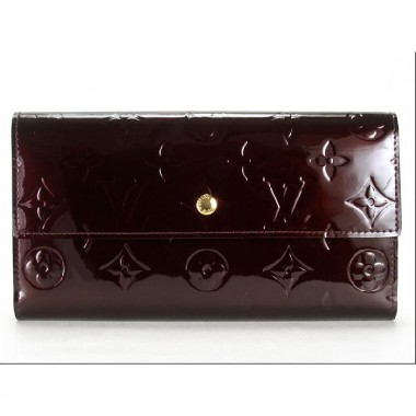 Louis Vuitton 激安　ルイヴィトン 新品　ヴェルニ　財布　三つ折り　長財布　ポルトフォイユ・インターナショナル　NM　アマラント　M91998