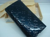 09新作 とってもシックな新カラーのブルーニュイ★ Louis Vuitton 激安 ルイヴィトン 新品 モノグラムヴェルニ ポルトフォイユ・サラ長財布 ブルーニュイ M93667