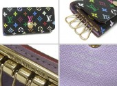 2011年新作　新色　Louis Vuitton 激安　ルイヴィトン 新品　モノグラム・マルチカ4連キーケース　ノワールxヴィオレ（パープル）　M60284