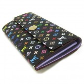 2011年春夏新作　Louis Vuitton 激安　ルイヴィトン 新作 人気 新品 通販＆送料込　モノグラム・マルチカラー LV　長財布　ポルトフォイユ・サラ　長札　ファスナー財布　ノワールｘヴィオレ（ヴァイオレット） M60273