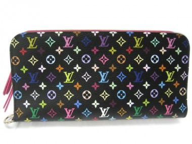 Louis Vuitton 激安　ルイヴィトン 新品　マルチカラー　財布　ポルトフォイユ・アンソリット　ノワールｘグルナード（ピンク）　M93754