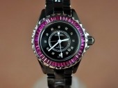 シャネル 新作＆送料込 Chanel J12 Joaillerie Ladies Black/Red Jap自動巻J-CH0054