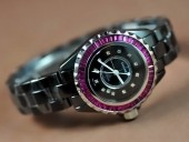 シャネル 新作＆送料込 Chanel J12 Joaillerie Ladies Black/Red Jap自動巻J-CH0054