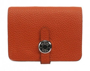 HERMES Dogon エルメス 新作＆送料込　ドゴンコインケース オレンジ トゴ シルバー金具 HRQ-b040