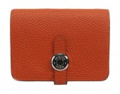 HERMES Dogon エルメス 新作＆送料込　ドゴンコインケース オレンジ トゴ シルバー金具 HRQ-b040