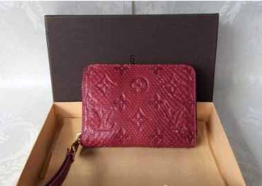 ルイヴィトン ジッピー・コイン パース　パイソン　エキゾチックレザー サイフ レッド N91450